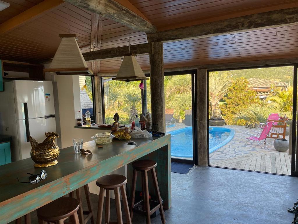 Villa Santorini Praia Do Rosa Com Piscina E Jacuzzi エクステリア 写真